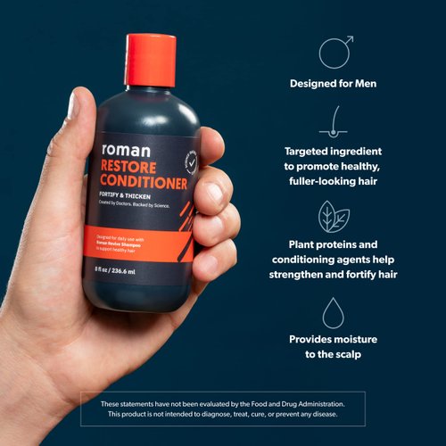 ROMAN Men's Restore Conditioner with Ingredients to Fortify and Moisturize Hair | With plant proteins, coconut oil, and shea butter | Made without parabens or phthalates | 8 fl oz