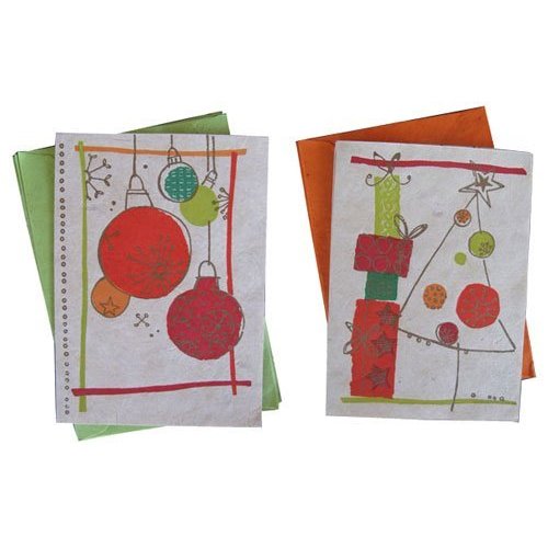 Christmas Holiday Tree and Ornament Cards Set of 6