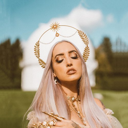 L'VOW Halo Crown Headpiece Goddess Headband Boho Bridal Wedding Headdress Angel Tiaras and Crowns for Women and Girl(S4-Gold)