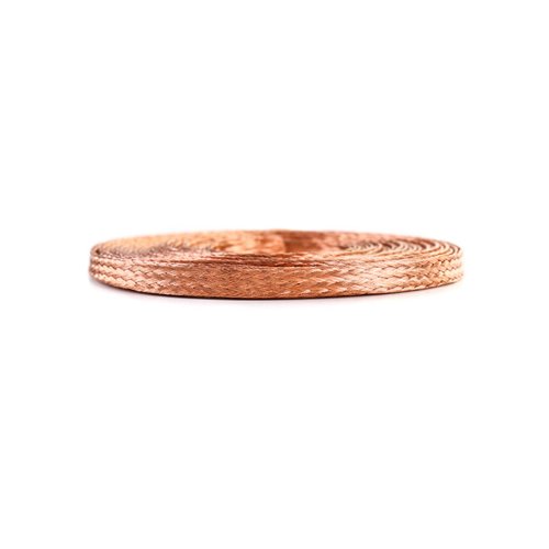 QWORK Flat Copper Braid Cable, 20ft 6mm Flat Copper Braided Ground Strap Wire, Flexible Shielding Wire Mesh, 1 Pack