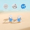Clover Stud Earrings,925 Hypoallergenic Sterling Silver Earring for Sensitive Ears, Blue Cubic Zirconia,Ideal Gift for Women,Girl,Kids.
