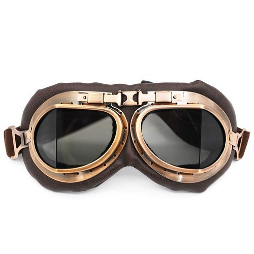 Nuoxinus Motorcycle Goggles, Vintage Aviator Pilot Style Motocross Bike Cruiser Scooter Goggle, Anti UV Anti-Scratch Dustproof for Cycling Riding Climbing Fishing (Smoke Lens)