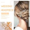 Olbye Wedding Hair Comb Silver Rhinestone Headpiece Pearls Crystal Prom Hair Pieces Flower Bridal Hair Clips Decorative Bridesmaids Bead Hair Side Combs Brides Hair Accessories for Women (Gold)