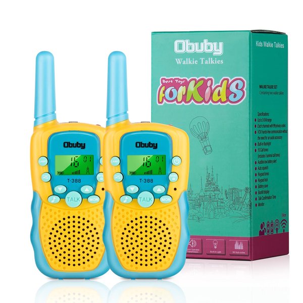 Obuby Walkie Talkies for Kids, 22 Channels 2 Way Radio Kid Toy Gift 3 KMs Long Range with Backlit LCD Flashlight Best Gifts Toys