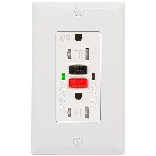 ANKO GFCI Outlet 15 Amp, UL Listed, Self-Test, Tamper-Resistant, Weather Resistant Receptacle, LED Indicator with Decor Wall Plates and Screws, Indoor or Outdoor Use