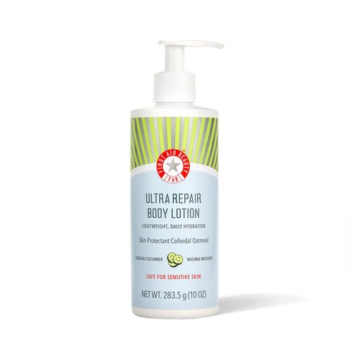 First Aid Beauty Ultra Repair Body Lotion – Lightweight, Daily Moisturizing Hydration for All Skin Types, Even Sensitive, Dry & Eczema – Cooling Cucumber, 10 oz