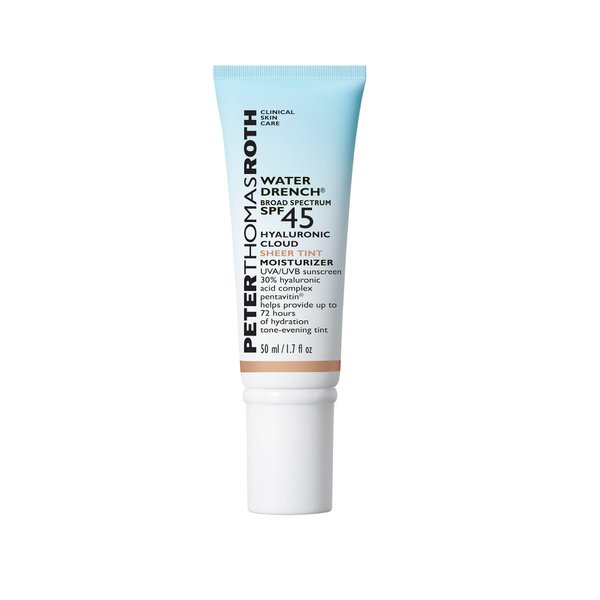 Peter Thomas Roth | Water Drench Hyaluronic Cloud Sheer Tint Moisturizer Broad Spectrum SPF 45, Hydrating Tinted SPF Moisturizer, Adaptable Sheer Tint, For All Skin Tones and Types