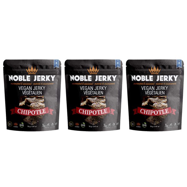 Noble Jerky - Healthy Vegan Jerky, Vegetarian, 2.47 oz Bag (3 Bags) (Chipotle)