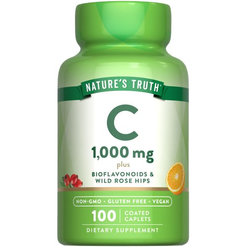 Vitamin C Bioflavonoids & Rose Hips | 1000mg | 100 Caplets | Vegetarian, Non-GMO, Gluten Free | by Nature's Truth