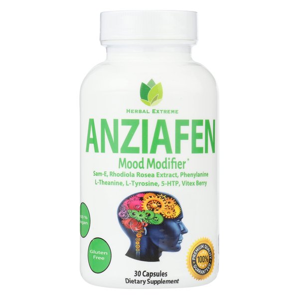 Anziafen Mood Modifying Herbal Supplement 30 Capsules Sam-E, Rhodiola Rosea Extract, Phenylalanine, L-Theanine, L-Tyrosine. 5-HTP, Vitex Berry
