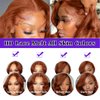 KTOOYKE Reddish Brown Lace Front Wigs Human Hair 32 Inch Body Wave 13x6 Hd Transparent Lace Front Wigs Human Hair Pre Plucked with Baby Hair 200% Density Auburn Human Hair Lace Front Wigs