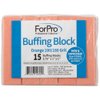 ForPro Buffing Block, Orange, 100/180 Grit, Three-Sided Manicure and Pedicure Nail Buffer, 3.75” L x 1” W x 1” H, 15-Count
