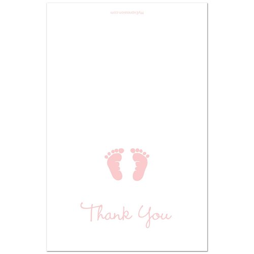 50 Pink Baby Footprint Girl Baby Shower Thank You Cards
