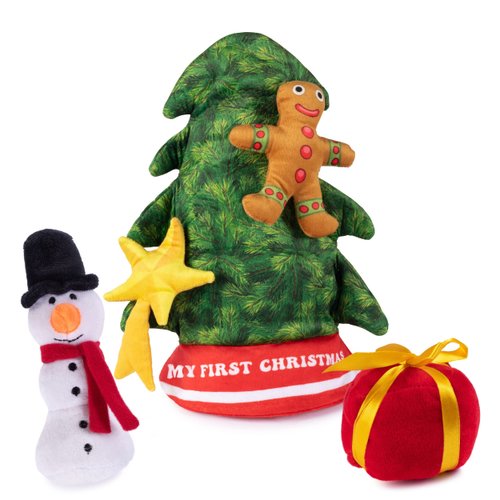 Singing Christmas Tree Plush Set | Includes 4 Soft Plush Ornaments with Plush Christmas Tree Shaped Carrier | Toy Christmas Tree | Singing Christmas Toys | Great Gift for Babies and Toddlers