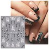 JMEOWIO 3D Embossed Flower Black White Nail Art Stickers Decals Self-Adhesive Pegatinas Uñas 5D Leaves Lace Line Nail Supplies Nail Art Design Decoration Accessories 4 Sheets
