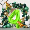 LEBERY Dinosaur Number 4 Ballloon, 40 Inch Green Number 4 Balloon, Mini Dino Foil Balloons Baby Dinosaur Balloons for Kid Dino Theme Jungle 4th Birthday Baby Shower Party Decorations