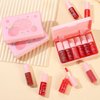 6 Colors Peach Lip Tint Stain Mini Liquid Lipstick, Moisturizing Plumping Lip Gloss, Multi-Use Lip and Cheek Tint, Non-sticky, Transfer-Proof Lip Tint Gloss, Matte Finish Lip Makeup