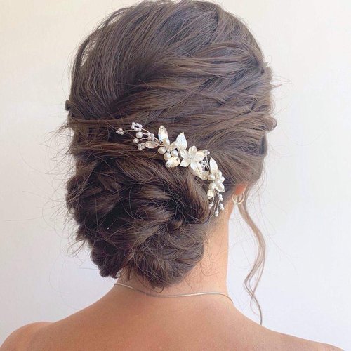Jakawin Flower Bride Wedding Hair Pins Pearl Bridal Hair Piece Crystal Hair Accessories for Women HP163 (Silver)