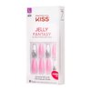 KISS Jelly Fantasy On-Trend Translucent Nails, Long Sculpted Glue-On/Press-On Fake Nails Kit, “Sweatpants”, with Gel Nail Glue, 24 Mega Adhesive Tabs, Mini File, Manicure Stick, & 28 False Nails