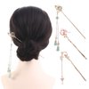 3PCS Flower Pearl Pendent Hair Fork Chinese Style Tassel Hairpin Hair Styling Hair Making Accessories for Women and Girls