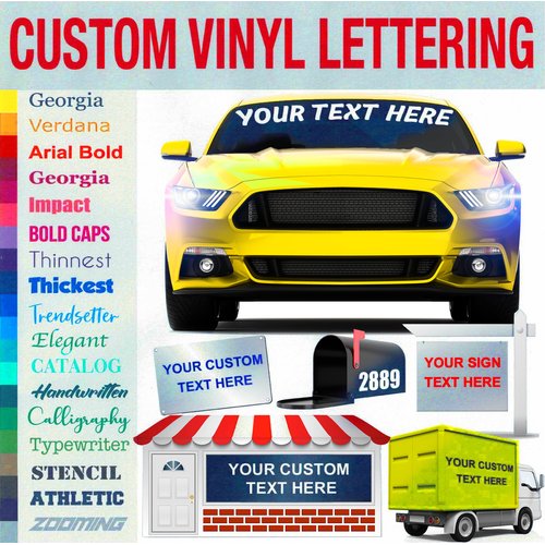Vinyl Lettering (50 Colors + 30 Fonts + 30 Sizes) - Custom Decal - Custom Vinyl Lettering, Custom Window Decal - Custom Car Decal - Custom Stickers, Custom Vinyl Decal