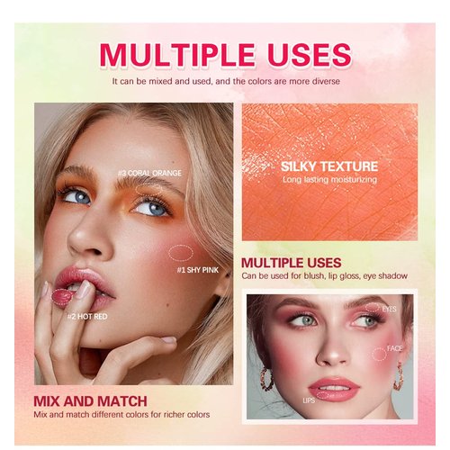 Lovelycat Blush Rare Beauty Liquid Blush Cream Blush Stick For Cheeks Natural Blendable Powder Blusher Stick On The Go Blush Brushes For Makeup Cheeks,Natural Waterproof, Long Lasting (orange)