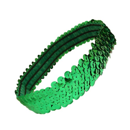 Kenz Laurenz Sequin Headbands Elastic Stretchy Headband for Girls Kids Women Flapper Roaring 20s Great Gatsby 1920s Hair Band Cute Princess Head Bands (Green)