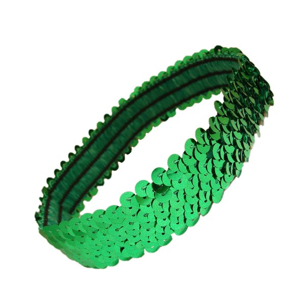 Kenz Laurenz Sequin Headbands Elastic Stretchy Headband for Girls Kids Women Flapper Roaring 20s Great Gatsby 1920s Hair Band Cute Princess Head Bands (Green)