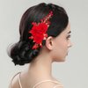 2 PCS Flower Hair Comb Red Rose Comb Red Hair Clip Gold Rose Bridal Side Combs Floral Rhinestone Pearl Combs Pearl Flower Wedding Hair Piece Bridal Hair Comb Sparkly Hair Accessory for Women