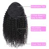 Kinky Curly Ponytail Extensions Human Hair Wrap Drawstring Adjustable Clip In Pony Tail 3C Afro Curl Natural Black (12")