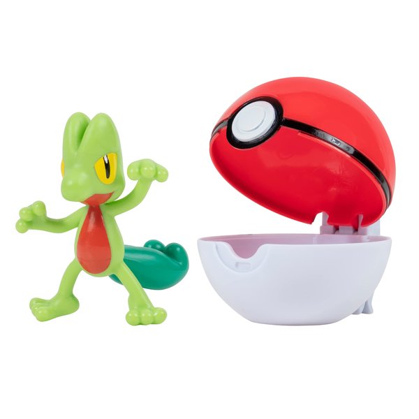 Pokemon Clip N Go Pokeball & 5 cm Treecko Battle Figure – Attachable to Belt – New 2022 – Officially Licensed Toy