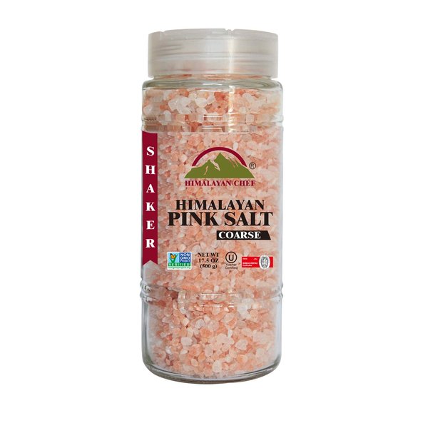 Himalayan Chef Himalayan Pink Salt, Coarse Salt, Grain, Glass Jar-17.5oz, 1.09 Pound (Pack of 1) (5305)