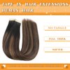 Tape in Hair Extensions Human Hair 18 Inch 20pcs Balayage Natural Black to Chestnut Brown Human Hair Extensions Tape in for Women Skin Seamless Invisible Tape Hair Extensions(1B/1B/6#, 18 Inch)