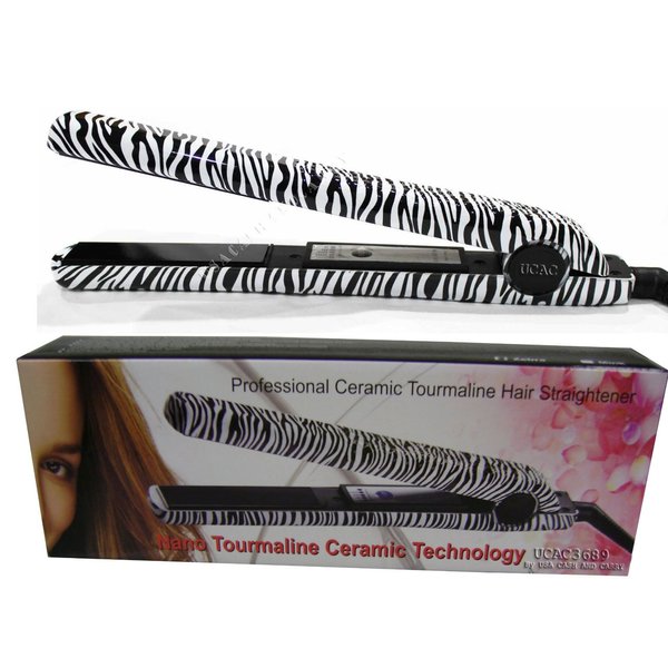 RoyalCraft TM Hair Straightener Iron Zebra Print Ceramic Professional Immediate Heat Up.