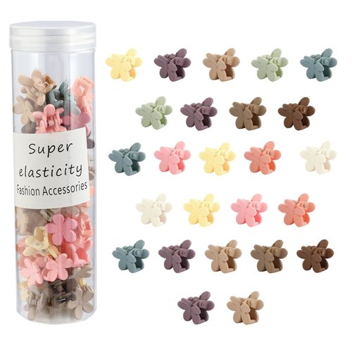 Kasmena 50Pcs Mini Flower Hair Clips for Women Girls Cute Flower Tiny Claw Clips for Thin Fine Hair Small Hair Clips Strong Grip Hair Clips Colorful Color Hair Styling Accessories Christmas Gifts
