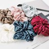 Luxury Mulberry Hair Tie, Vintage Style Scrunchies, 3-Pack Soft Premium Scrunchies (Ivory,Wine,Lake Blue)