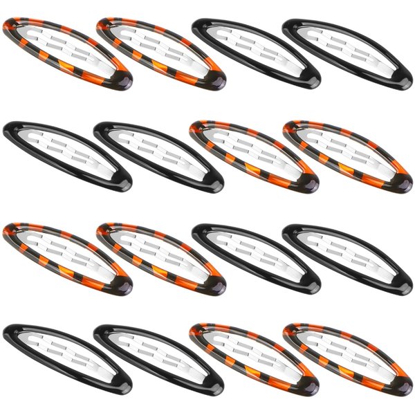 16 Pieces Oval Shaped Snap Hair Clip Epoxy Metal Snap Clips Non Slip Big Ellipse Hair Grip Barrettes for Women Girls Hair Accessories