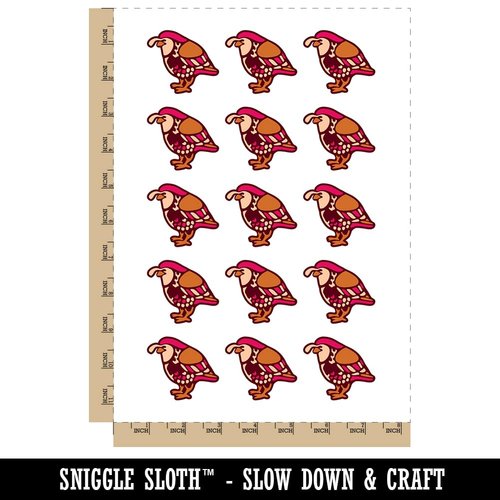 Southwestern Style Tribal Quail Bird Temporary Tattoo Water Resistant Fake Body Art Set Collection - 15 2" Tattoos (1 Sheet)