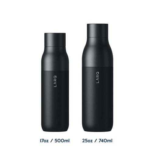 LARQ Bottle Twist Top 17 oz - Insulated Stainless Steel Water Bottle | Thermos, BPA Free | Reusable Water Bottle for Camping, Office, and Travel | Keep Drinks Cold and Hot, Obsidian Black