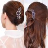KuuGuu 4 PCS Luxury Sparkly Glitter Flower Leaf Rhinestone Black Plastic Hair Side Combs Women Flower Hair Comb Pins Rhinestone Slide Clips Bride Wedding Headdress Hair Accessories