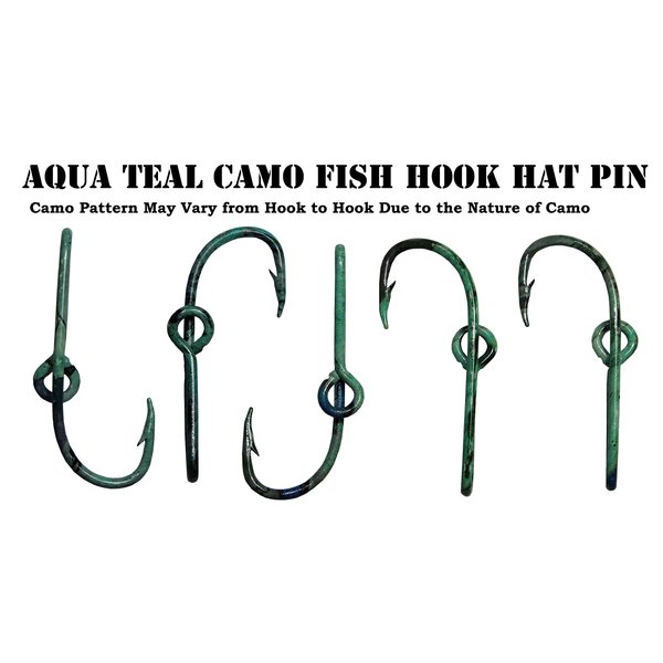 BT Outdoors Aqua Teal Camo Fish Hook Hat Pin Prym1TYPHOON fishing Camo Hat Hook Clip