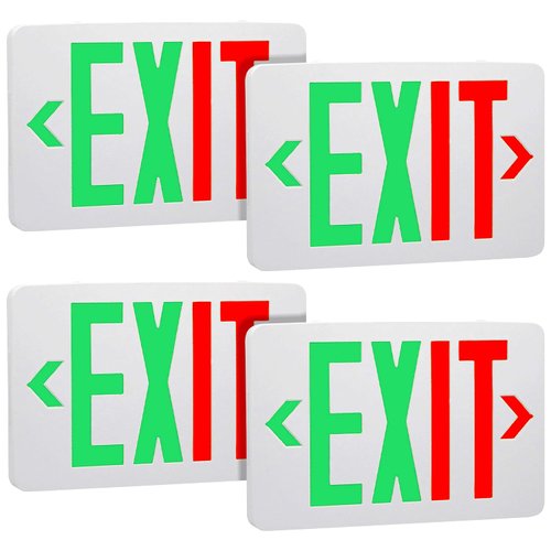 Emergency Exit Sign with 90 Min Battery Backup– Red/Green Color Switchable, UL924 Compliant, Hardwired Dual Voltage 120/277V, Self-Test Function (4)