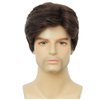 Salaibs Mens Brown Short Wigs Natural Fluffy Male Hair Wig Synthetic Heat Resistant Realistic Full Wig for Daily Use