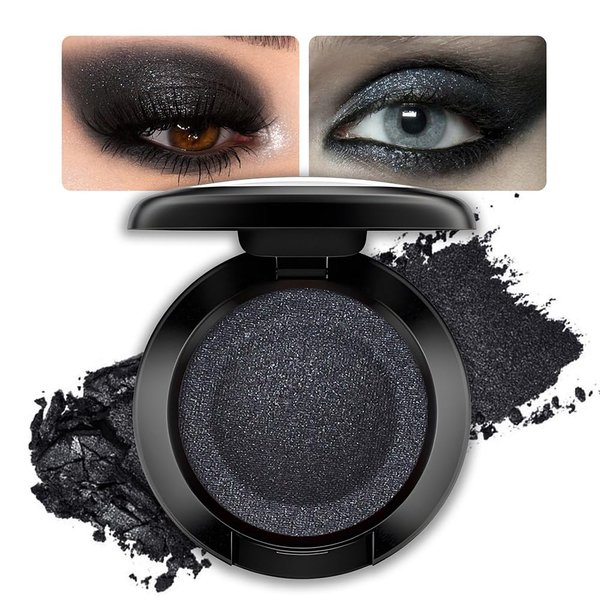 FeiCuiYun Black Eye Shadow with Mirror, Single Vegan Eyeshadow, Pressed Powder Eyeshadow Makeup,Matte Shade Eyelid Color Eye Makeup for Women,High Pigment,Long Wear,Waterproof,Natural,Intense Color