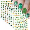 St. Patrick's Day Nail Art Stickers Shamrock Nail Decals 3D Self- Adhesive Luck of Four Leaf Clover Design Irish Nail Stickers Summer Nail Supplies for Women St Patricks Day DIY Nail Accessories 8 Pcs