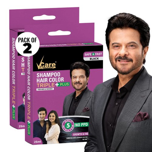 Vcare Shampoo Hair Color, Black, 25Ml