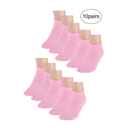 Girls Low Cut Ankle Socks 10 Pairs, One Size, Pink