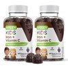 Iron Gummies for Kids with Vitamin C - Supports Energy, Blood Cell Formulation, Blood Builder Anemia Kids Iron Supplements - Vegan, Gelatin Free, Gluten Free - Tasty Chewable Grape Flavored Gummy