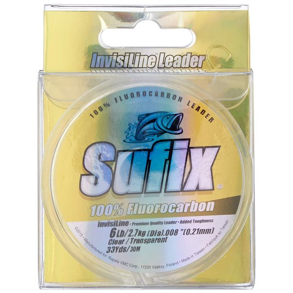 Sufix Invisiline Fluorocarbon Leader 33-Yards Leader Wheel Fishing Line (Clear, 6-Pound)
