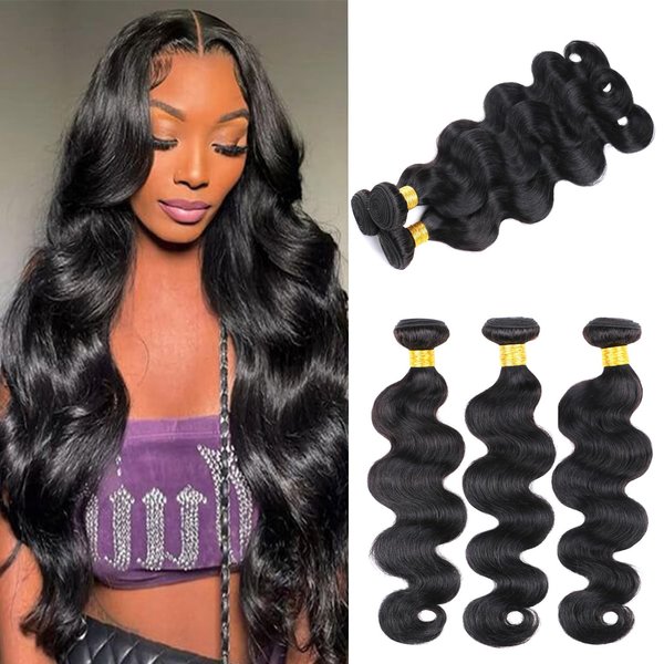 DaiMer Brazilian Body Wave Human Hair Weave 3 Bundles 10 12 14 inches Body Wave Bundles Human Hair Extensions Real Unprocessed Virgin Hair Weft
